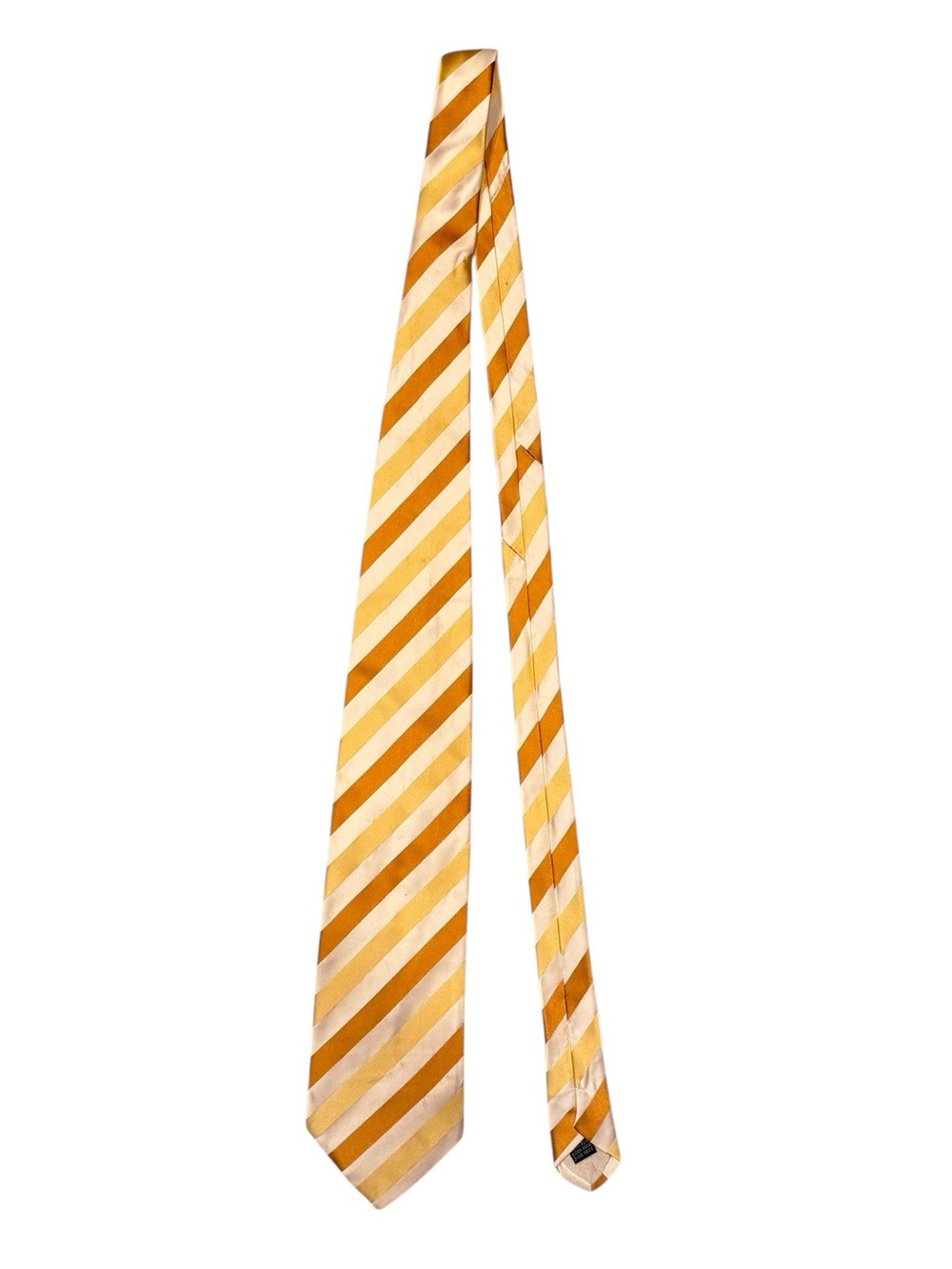 Bachrach Made in Italy 100% Silk Gold and Cream Striped Formal Tie - Like New